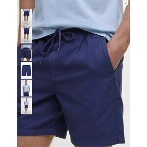 Barbour Men's Relaxed‎ Fit Cotton Oxford Cloth Drawstring Chino Shorts Blue 2XL